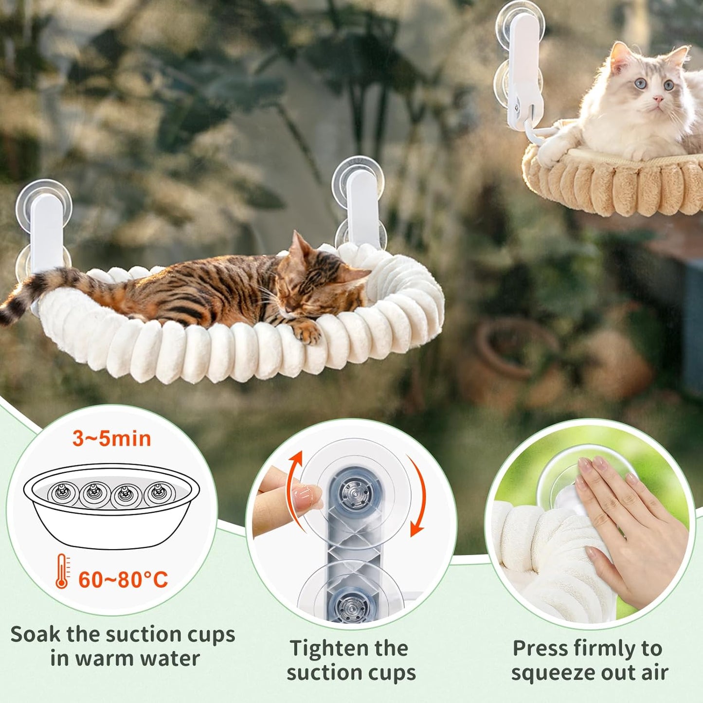 Luxury Window-Mounted Cat Hammock – Cozy Suction Cup Perch for Sunbathing & Lounging